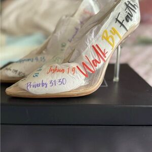 Clear Pointed-Toe Stiletto Pumps - Walk By Faith Design